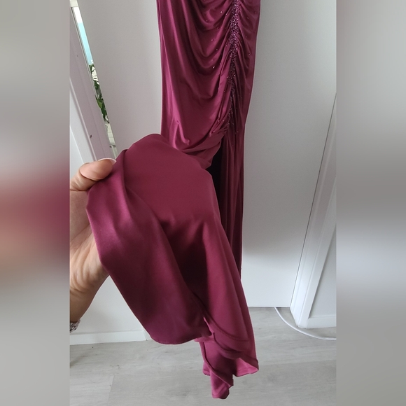 Azazie York Mulberry Off-Shoulder Floor-Length Evening Gown Dress - Picture 11 of 16